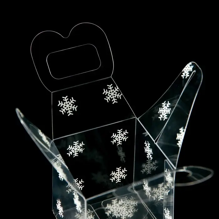 Коробка подарочная новогодняя складная ПВХ &laquo;Снежинки&raquo; 5&times;5&times;5 см