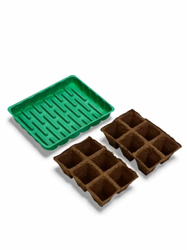 Набор для рассады: торфяная кассета, 12 ячеек по 50 мл, поддон _ &times; _ см, зелёный