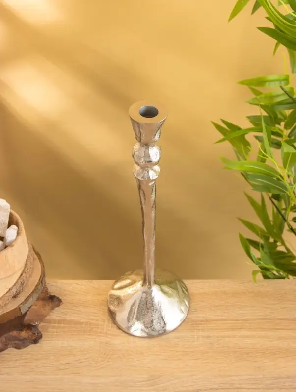 Подсвечник "Вормик" алюминий 39 см, цв. серебро