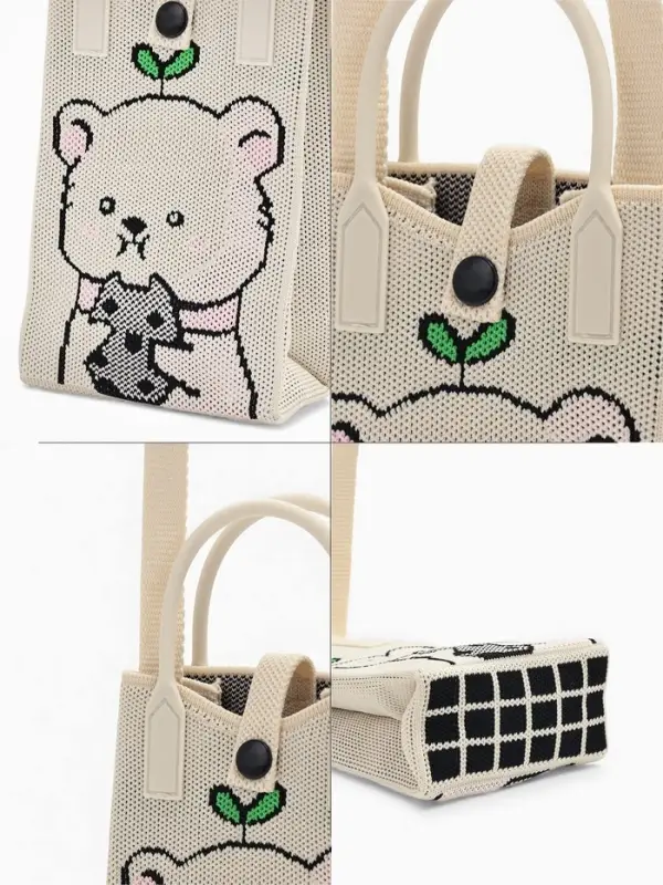 Сумка подр Мишка, 12*4*17, отд на кнопке, дл ремень, белый