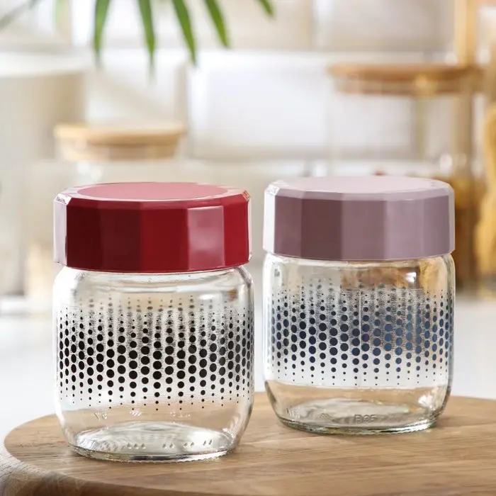 Банка стеклянная для сыпучих продуктов &laquo;Круги&raquo;, 400 мл, цвет МИКС