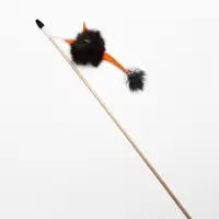 Дразнилка-удочка  из меха кролика "Монстрик" на деревянной палочке