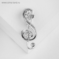 Брошь &laquo;Ретро микрофон&raquo; с нотой, цвет серебро