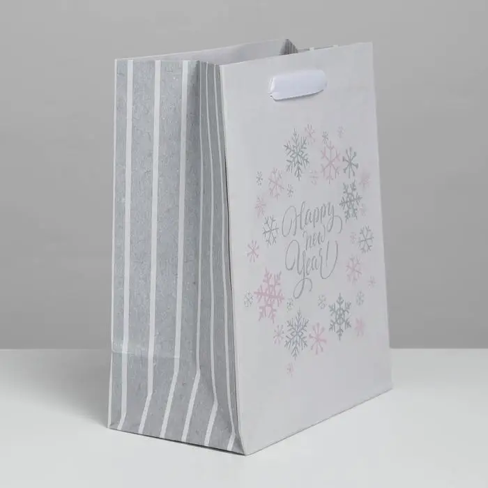 Пакет подарочный новогодний крафтовый &laquo;Happy new year!&raquo;, 12 х 15 х 5.5 см