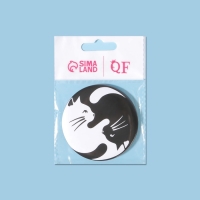 Зеркало карманное &laquo;Кошки&raquo;, d = 7 см, цвет белый/чёрный