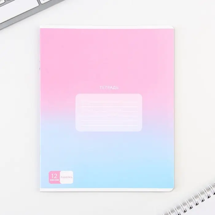 Тетрадь в линейку 12 листов А5, на скрепке &laquo;Градиент&raquo;, 5 видов, белизна 96%, МИКС