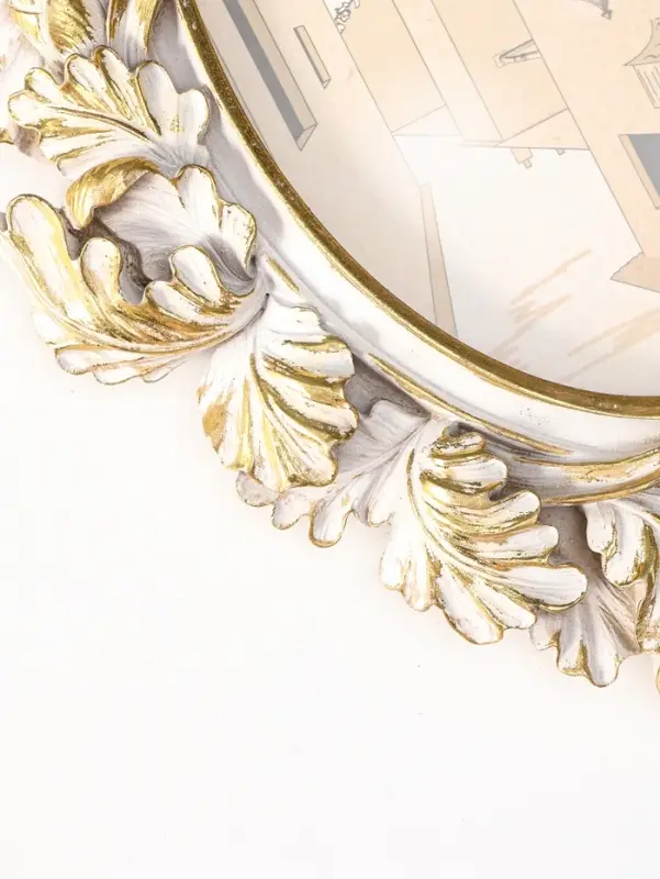 Фоторамка полистоун 10х15 см "Дубовые листья" белая с золотом 18х2х23 см