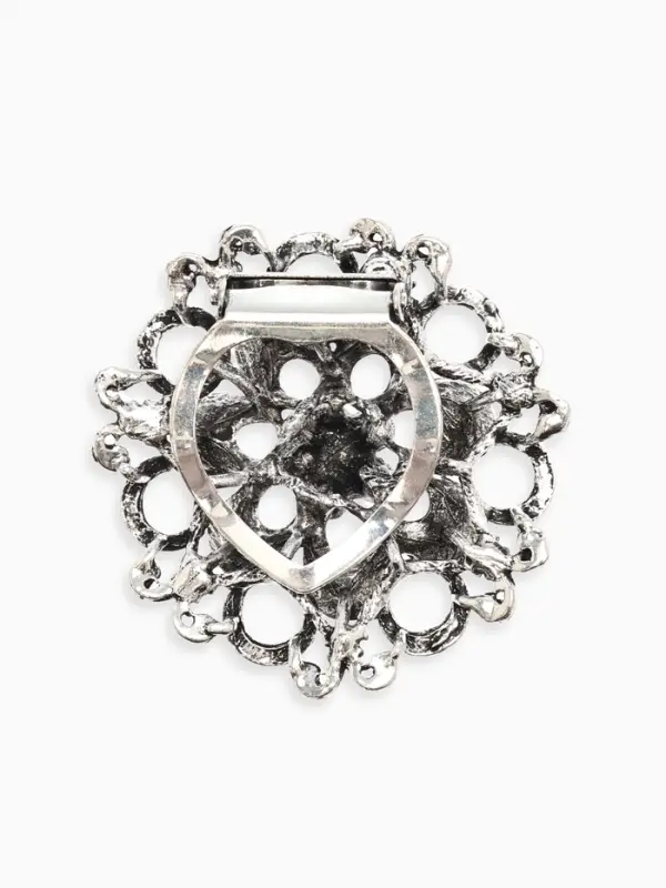 Зажим для платка "Цветок астры", цвет белый в чернёном серебре