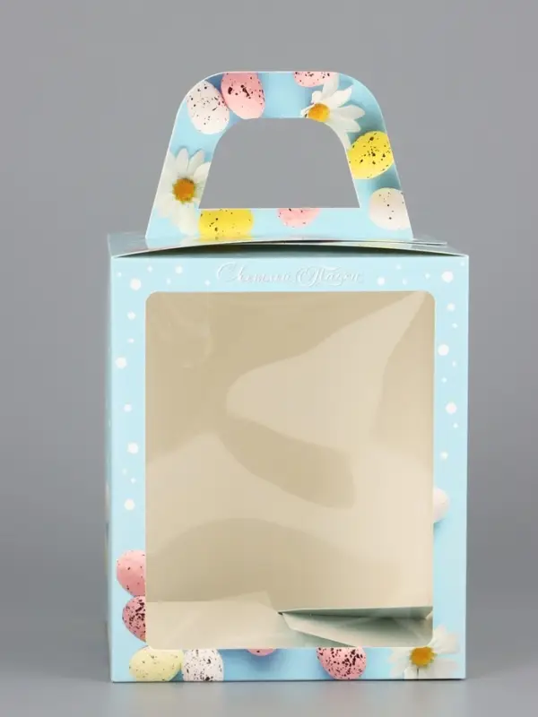 Коробка подарочная пасхальная с окном &laquo;Небесная голубая&raquo; 15&times;15&times;18 см