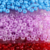 Бисер круглый размер 12/0 "Разноцветный" 8 цветов х 5 грамм 20х8 см