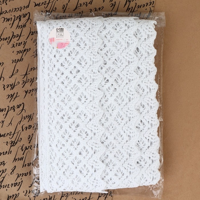 Кружево вязаное, 80 мм &times; 10 &plusmn; 1 м, цвет белый
