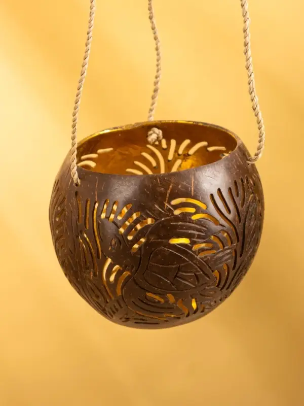 Подсвечник подвесной из кокоса, 9-12 см, коричневый