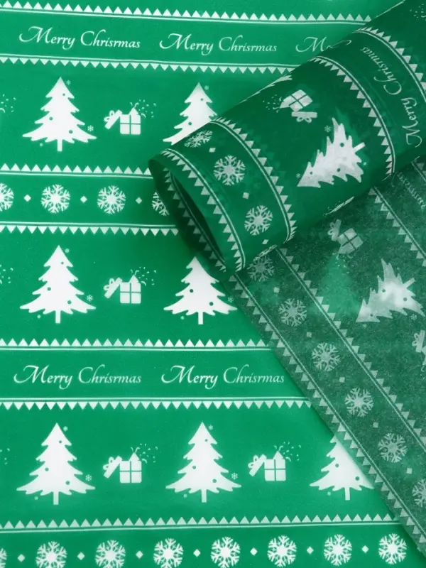 Бумага упаковочная новогодняя тишью &laquo;Лес&raquo;,50&times;66 см