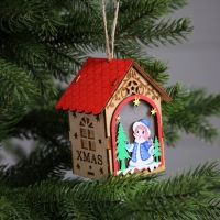 Ёлочная игрушка &laquo;Домик со Снегурочкой&raquo;, от батареек, свечение тёплое белое