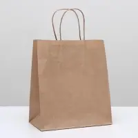 Пакет крафт без печати, круглая ручка 22&times;12&times;28 см