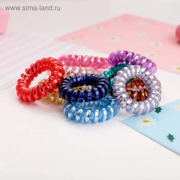 Резинка для волос "Пружинка" металлик, 3,5 см, микс
