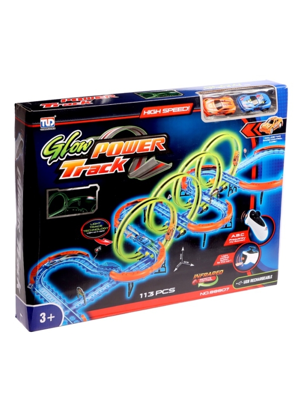 Автотрек &laquo;Стремительный мир&raquo;, радиоуправление, 2 машинки, мёртвая петля, свет