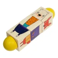 Кубики деревянные на оси  &laquo;Животные&raquo; , 3 кубика