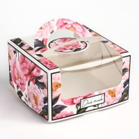 Коробка под бенто-торт с окном &laquo;Для тебя&raquo;, 14 х 14 х 8 см