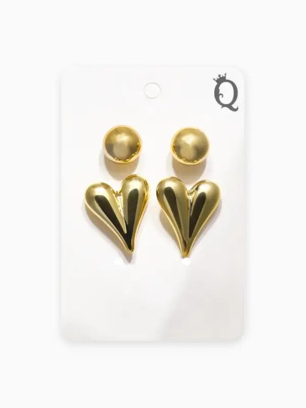Набор серьги "Сердце" нежность, цвет золото