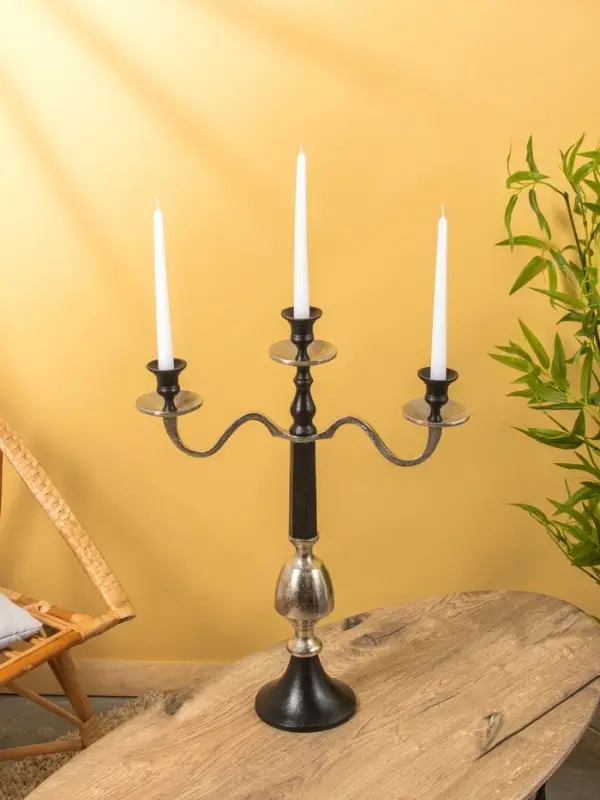 Подсвечник канделябр  на 3 свечи "Тёмная Вуаль" алюминий 46х15х62 см