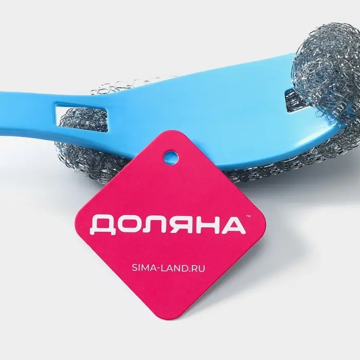 Губка для посуды Доляна, с ручкой, металлическая, 24&times;5&times;5 см, МИКС