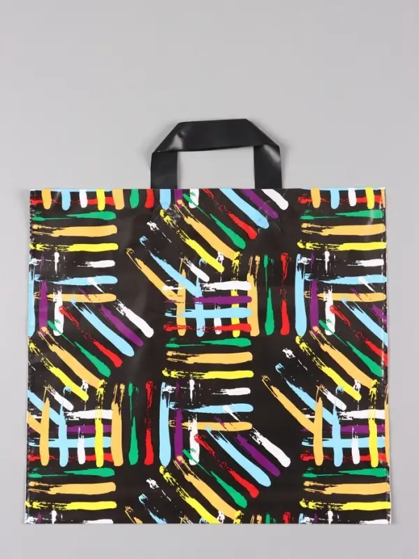 Пакет "Цветные линии", полиэтиленовый с петлевой ручкой, 38 х 34 + 3 см, 70 мкм