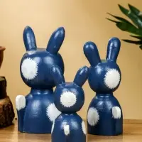 Набор сувенирный "Зайки" дерево H 14, 12, 9 см, цв. синий