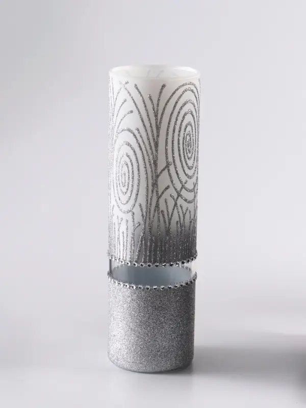 Ваза &laquo;Соблазн&raquo;, прямая, h=26 см, стекло, бело-серебристая
