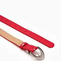 Ремень жен 05-01-02-01, Июнь2506, 3*0,3*110 см, без винта, пряж мат металл, 1 прокол, красн   109031