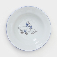 Набор фарфоровых тарелок &laquo;Гуси&raquo;, 12 предметов: 6 супниц 350 мл, 6 плоских тарелок d=20 см, рисунок микс