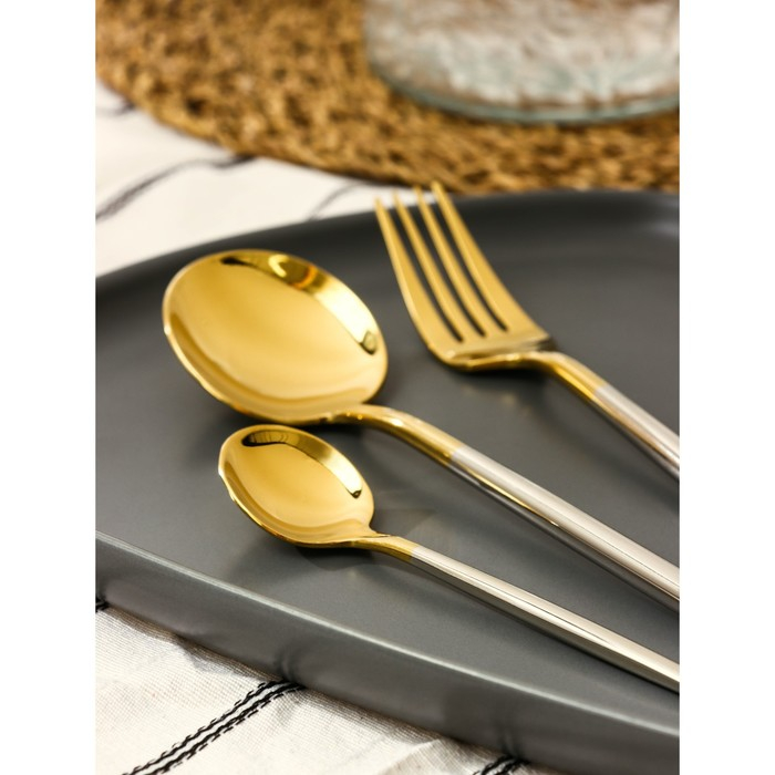 Столовые приборы из нержавеющей стали Magistro &laquo;Фолк&raquo;, 4 предмета, цвет металла золотой, серебряный ручки