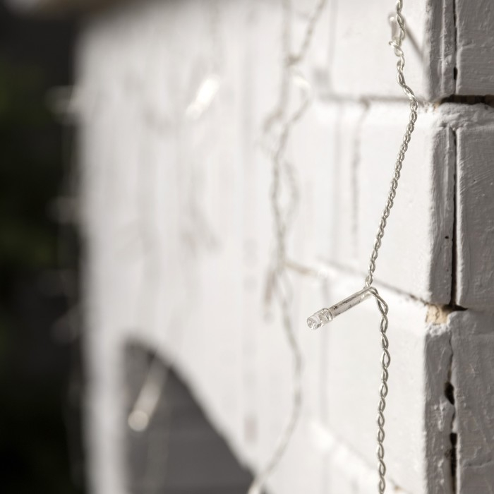 Гирлянда &laquo;Бахрома&raquo; 1.8 &times; 0.5 м, IP20, прозрачная нить, 48 LED, свечение тёплое белое, 8 режимов, 220 В