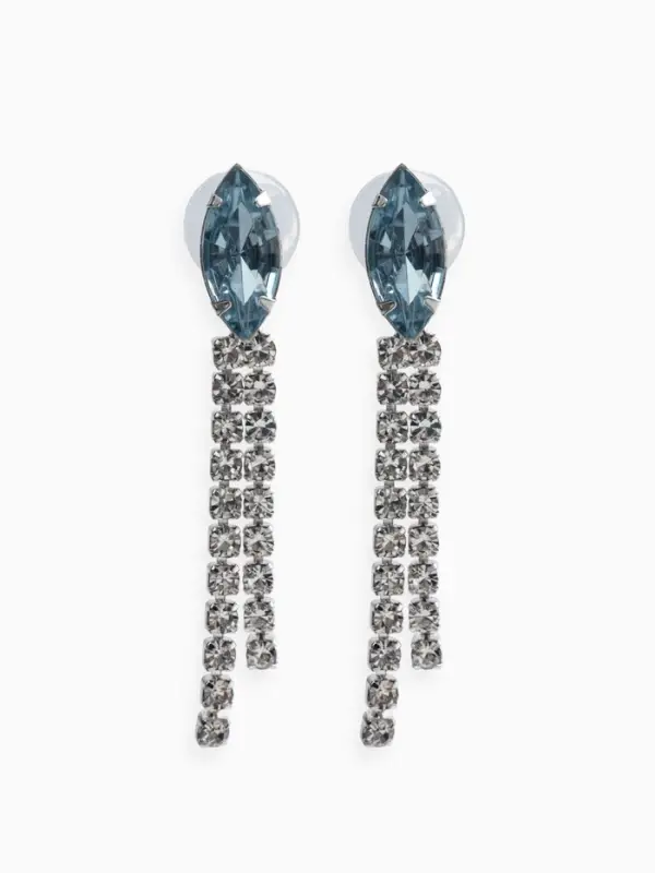 Набор 2 предмета: серьги, колье &laquo;Вечерний шик. Лепестки&raquo;, бело-небесно-голубой в серебре