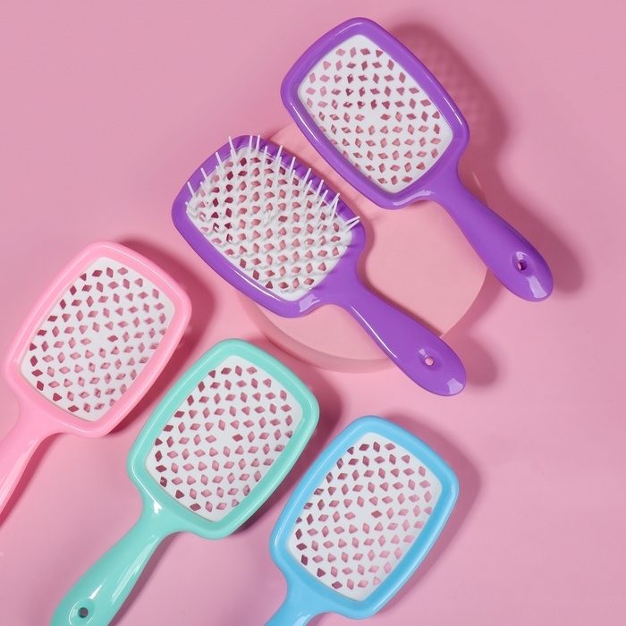 Расчёска массажная, широкая, вентилируемая, 8,3 &times; 20 см, цвет МИКС