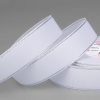 Лента репсовая &laquo;Серебряные нити&raquo;, 25 мм &times; 23 &plusmn; 1 м, цвет белый №001