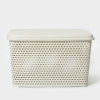 Ящик для хранения с крышкой &laquo;Ротанг&raquo;, 23 л, 45&times;30&times;26,5 см, цвет белый