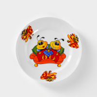 Набор фарфоровой посуды &laquo;Пчёлы&raquo;, 3 предмета: кружка 200 мл, салатник 350 мл, тарелка мелкая d=16,5 см, рисунок МИКС