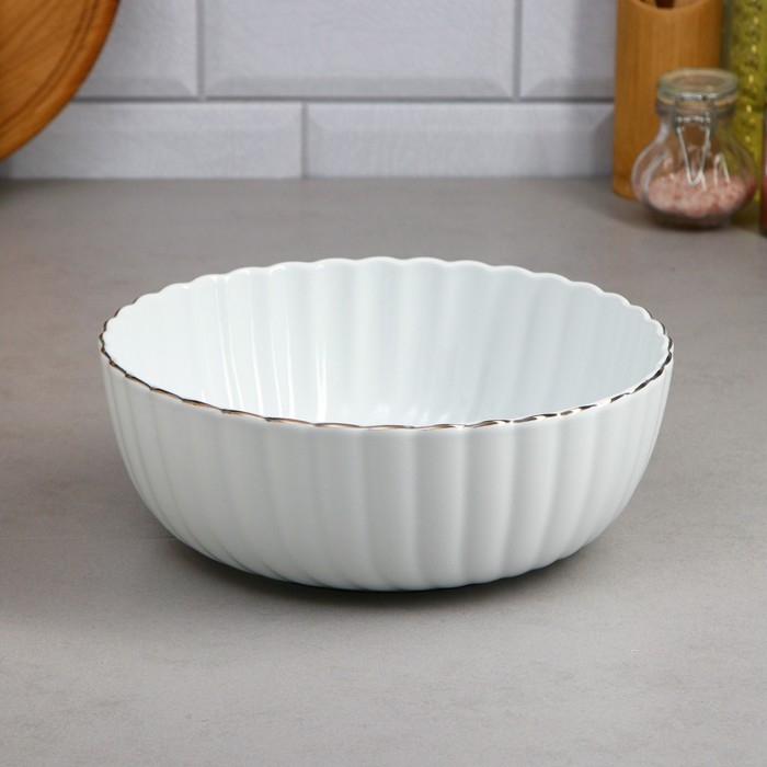 Салатник &laquo;Кармен&raquo;, 3 л, золотая обводка, фарфор, Иран