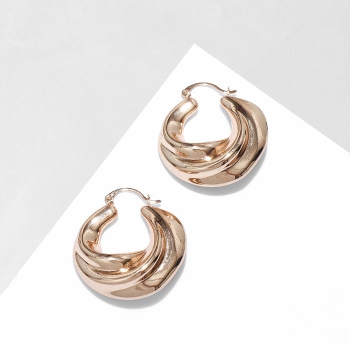 Серьги металл &laquo;Рельефные&raquo; объёмные, цвет золото