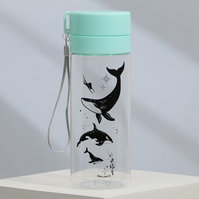 Бутылка для воды с подвесом &laquo;Киты&raquo;, 600 мл