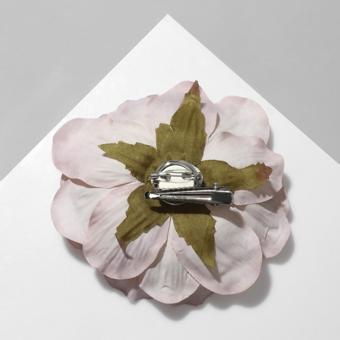 Брошь-заколка текстильная &laquo;Цветок&raquo; пион, цвет серый