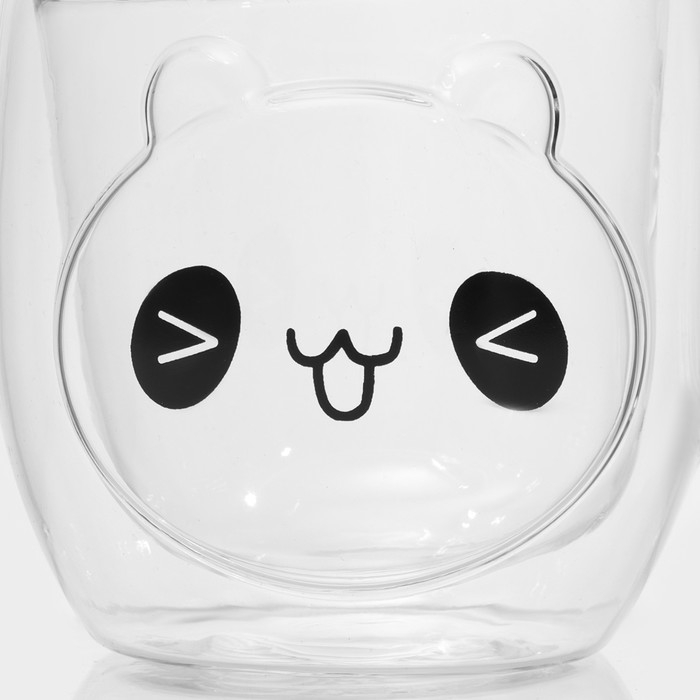 Кружка стеклянная с двойными стенками &laquo;Панда&raquo;, 300 мл
