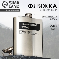 Фляжка с воронкой &laquo;Правильный градус&raquo;, 240 мл