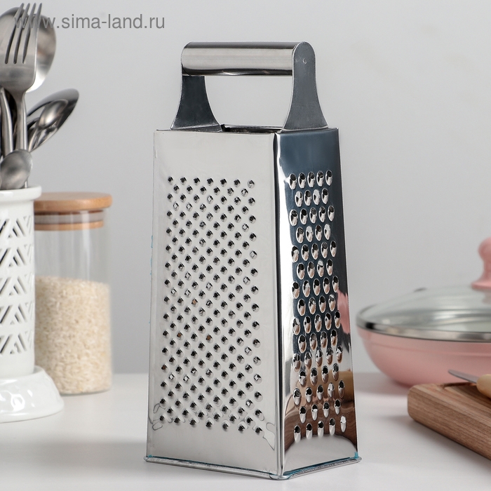 Тёрка четырёхгранная Доляна &laquo;Металлик&raquo;, 10&times;7,5&times;23,5 см, цвет хромированный