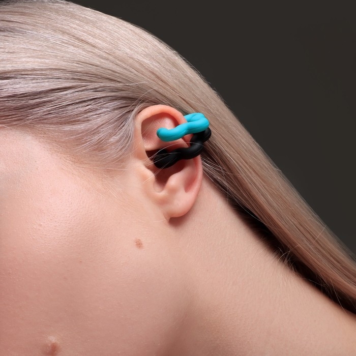 Серьги &laquo;Каффы&raquo; набор 2 шт, цветок, цвет чёрно-зелёный