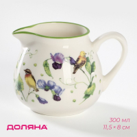 Молочник фарфоровый Доляна &laquo;Зелёный сад&raquo;, 300 мл, 11,5&times;8&times;8 см