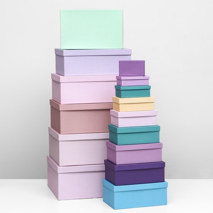 Набор прямоугольных коробок 15в1 Набор прямоугольных коробок 15в1 "Лаванда" 47,5 х 36 х 17,5- 13 х 8 х 4,5 см