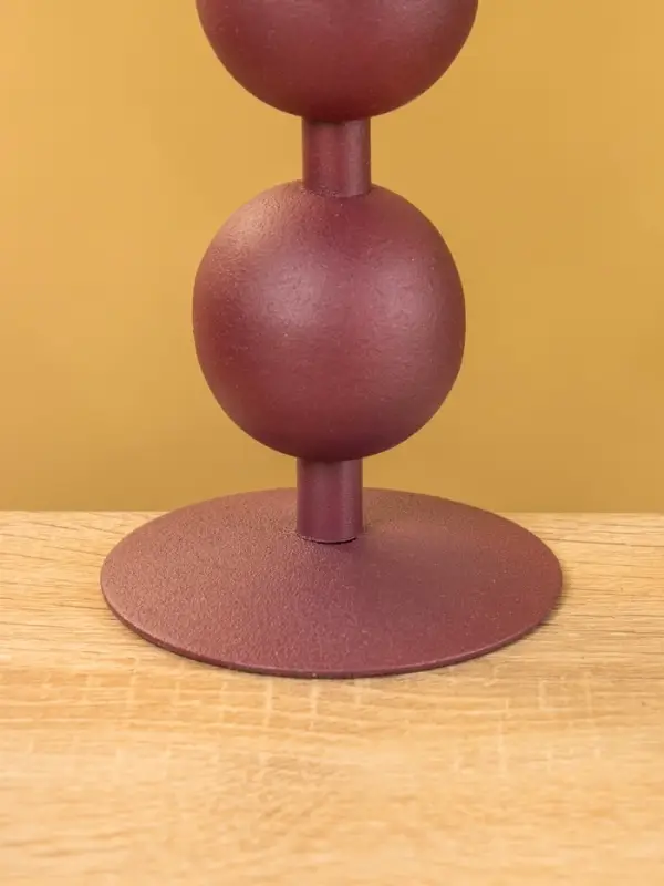 Подсвечник на 1 свечу "Баклажан" с 2 сферами 8,5х8,5х18 см