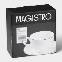 Чайная пара фарфоровая Magistro La Perle, 2 предмета: чашка 230 мл, блюдце d=15 см, цвет белый